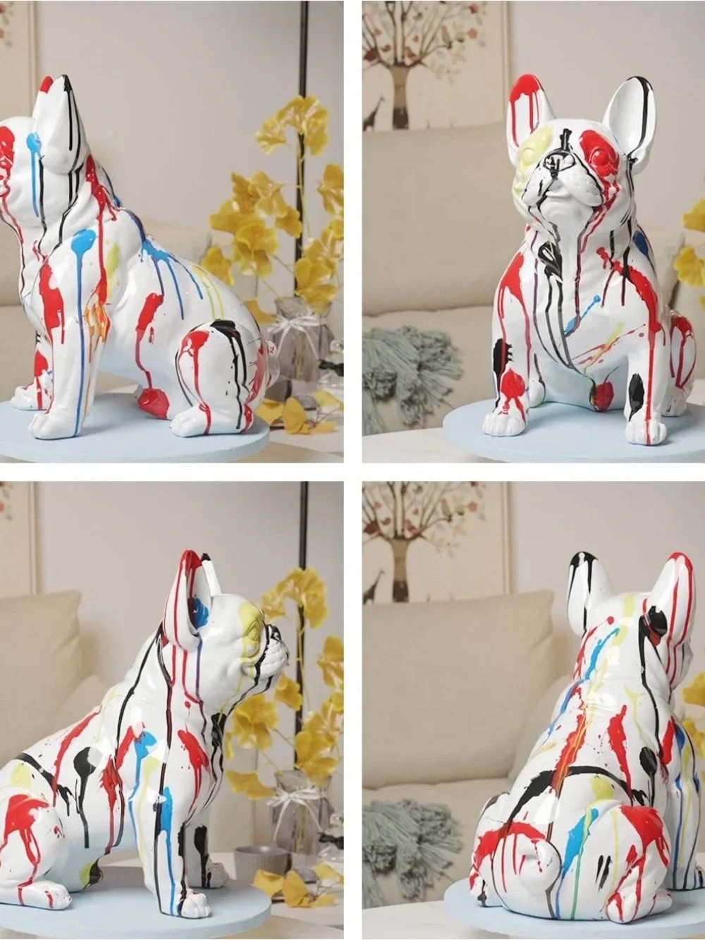 NENBOLEC Bulldog Statue Sculpture Figurine Home Decor Table Centerpiece Art